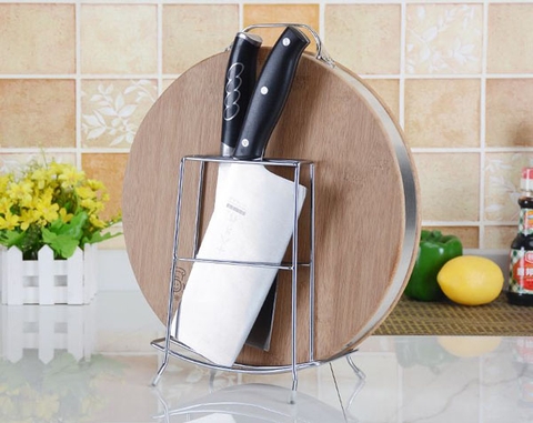 Giá, kệ để thớt Inox kèm khay cắm dao