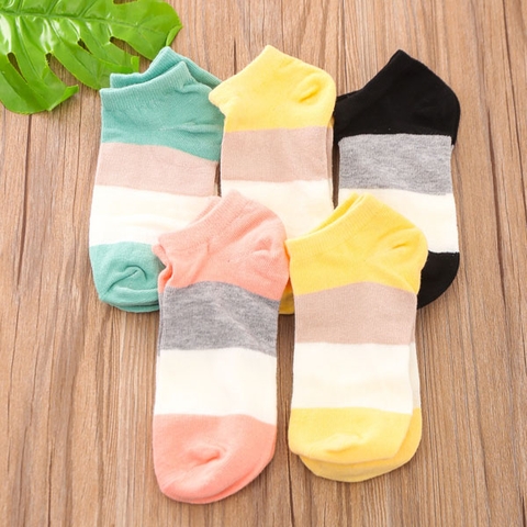Tất nữ Muji cổ ngắn xuất Nhật kẻ