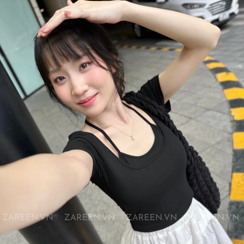 ÁO THUN CROPTOP PHỐI YẾM ZAREEN THU167