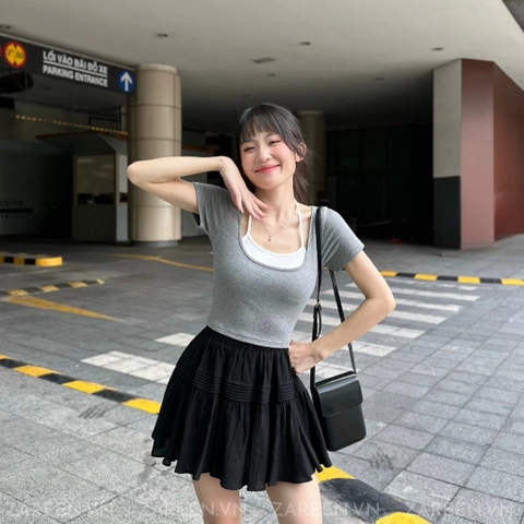 ÁO THUN CROPTOP PHỐI YẾM ZAREEN THU167