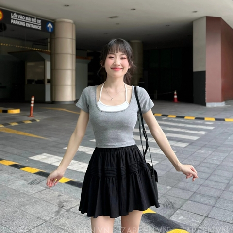 ÁO THUN CROPTOP PHỐI YẾM ZAREEN THU167