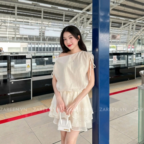 ĐẦM TƠ XÒE 2 TẦNG TAY THẮT NƠ ZAREEN DAX98