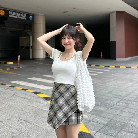 ÁO THUN CROPTOP PHỐI YẾM ZAREEN THU167