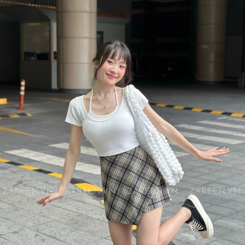 ÁO THUN CROPTOP PHỐI YẾM ZAREEN THU167
