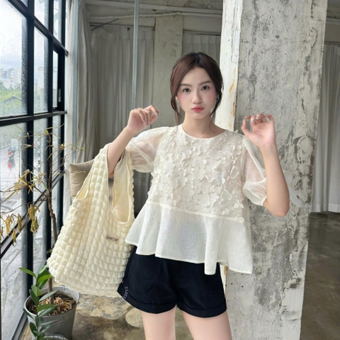 ÁO BABYDOLL TAY PHỒNG HOA NỔI ZAREEN VOA147