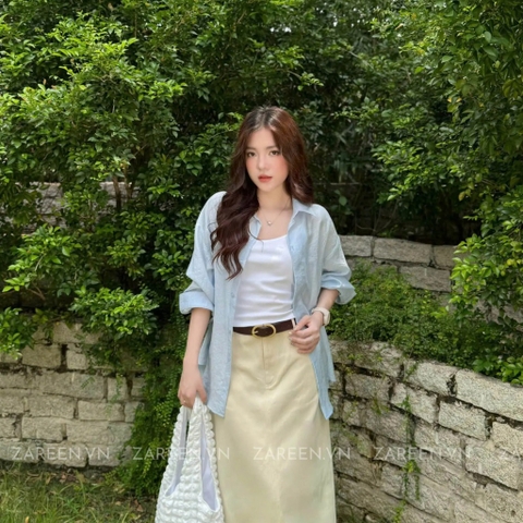 ÁO SƠ MI TAY DÀI CỘT NƠ ZAREEN SOM75