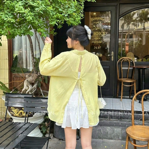 ÁO SƠ MI TAY DÀI CỘT NƠ ZAREEN SOM75