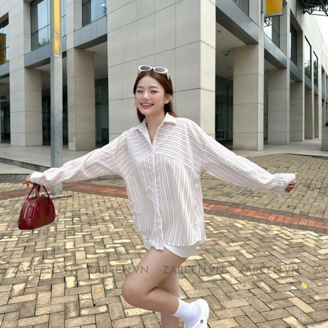 ÁO SƠ MI SỌC XẺ TÀ ZAREEN SOM74