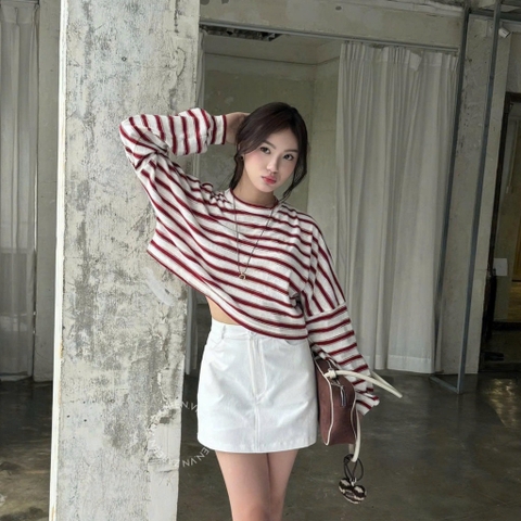 ÁO THUN SỌC CROPTOP TAY PHỒNG ZAREEN THU176