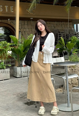 CHÂN VÁY KAKI DÀI XẺ VẠT SAU ZAREEN VAD16