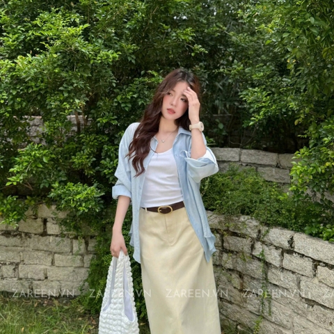 ÁO SƠ MI TAY DÀI CỘT NƠ ZAREEN SOM75