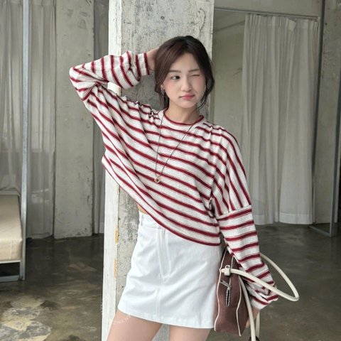 ÁO THUN SỌC CROPTOP TAY PHỒNG ZAREEN THU176