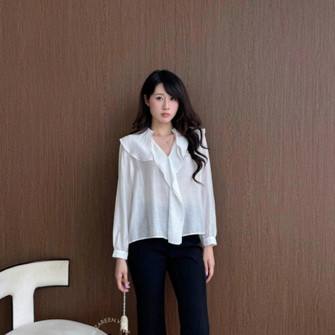 ÁO SƠ MI TƠ CỔ BÈO ZAREEN SOM86