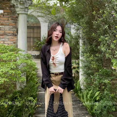 ÁO SƠ MI TAY DÀI CỘT NƠ ZAREEN SOM75
