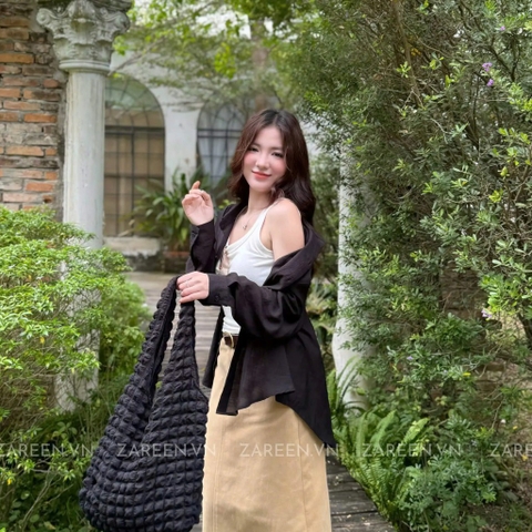 ÁO SƠ MI TAY DÀI CỘT NƠ ZAREEN SOM75