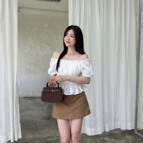 ÁO CROPTOP TAY PHỒNG THUN CHỈ ZAREEN VOA153