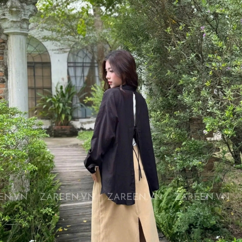 ÁO SƠ MI TAY DÀI CỘT NƠ ZAREEN SOM75
