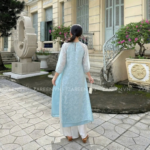 ÁO DÀI ÁI KHUÊ TƠ HOA TAY PHỒNG ZAREEN ADI06