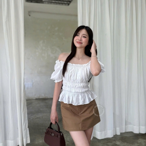 ÁO CROPTOP TAY PHỒNG THUN CHỈ ZAREEN VOA153
