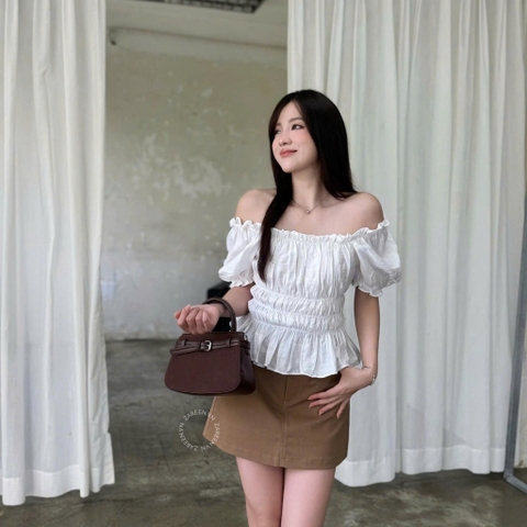 ÁO CROPTOP TAY PHỒNG THUN CHỈ ZAREEN VOA153