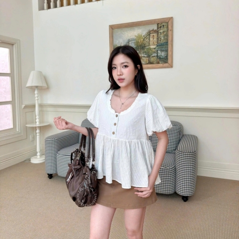 ÁO BABYDOLL XÔ THÊU NÚT GỖ ZAREEN VOA155