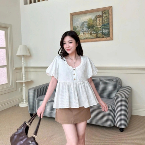 ÁO BABYDOLL XÔ THÊU NÚT GỖ ZAREEN VOA155