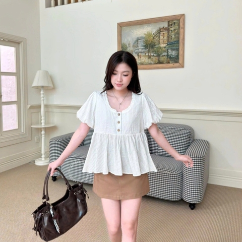 ÁO BABYDOLL XÔ THÊU NÚT GỖ ZAREEN VOA155