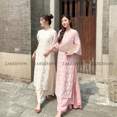 ÁO DÀI VĨNH HY HOA NỔI ĐÍNH NÚT ZAREEN ADI04