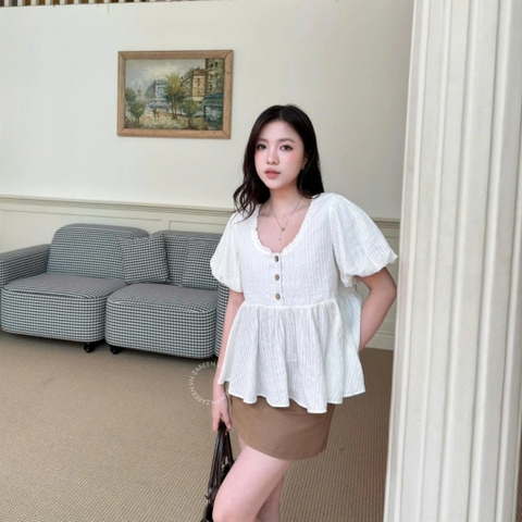 ÁO BABYDOLL XÔ THÊU NÚT GỖ ZAREEN VOA155