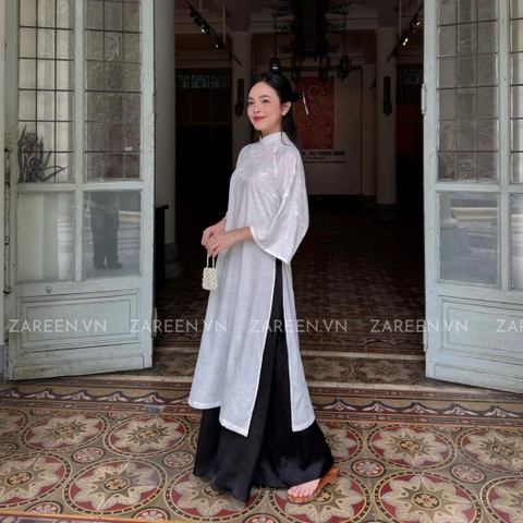 ÁO DÀI LINH LAN LỤA TẰM ĐÍNH NÚT ZAREEN ADI02
