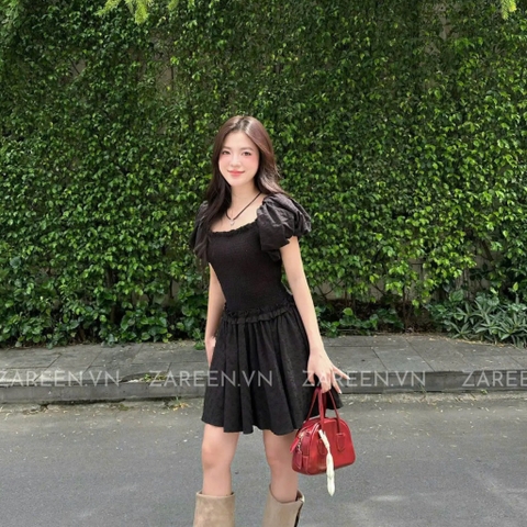 ĐẦM THUN CHỈ NGẮN TAY PHỒNG ZAREEN DAX108