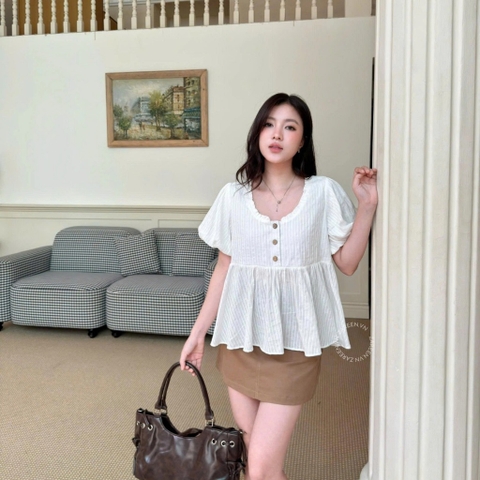 ÁO BABYDOLL XÔ THÊU NÚT GỖ ZAREEN VOA155