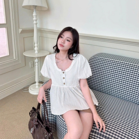 ÁO BABYDOLL XÔ THÊU NÚT GỖ ZAREEN VOA155