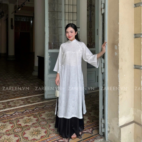 ÁO DÀI LINH LAN LỤA TẰM ĐÍNH NÚT ZAREEN ADI02