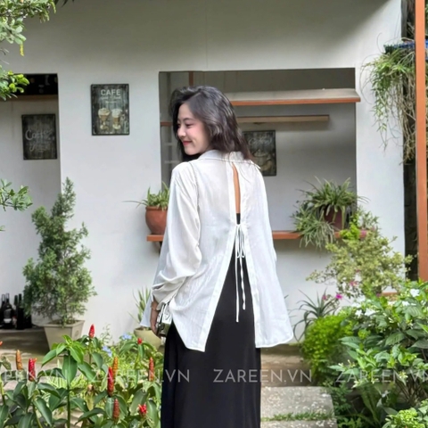 ÁO SƠ MI TAY DÀI CỘT NƠ ZAREEN SOM75