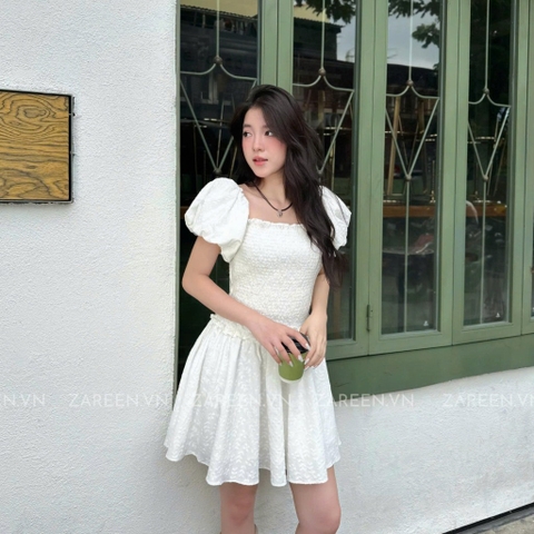 ĐẦM THUN CHỈ NGẮN TAY PHỒNG ZAREEN DAX108