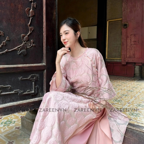 ÁO DÀI VĨNH HY HOA NỔI ĐÍNH NÚT ZAREEN ADI04