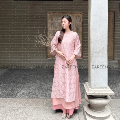 ÁO DÀI VĨNH HY HOA NỔI ĐÍNH NÚT ZAREEN ADI04