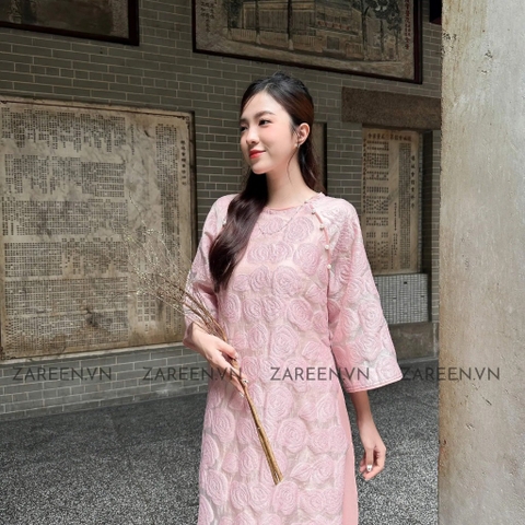 ÁO DÀI VĨNH HY HOA NỔI ĐÍNH NÚT ZAREEN ADI04