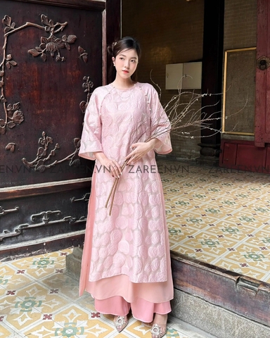 ÁO DÀI VĨNH HY HOA NỔI ĐÍNH NÚT ZAREEN ADI04