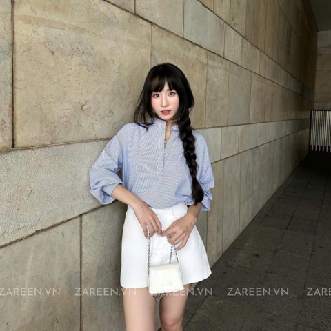 ÁO SƠ MI SỌC TAY DÀI BASIC ZAREEN SOM79