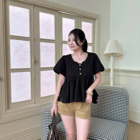 ÁO BABYDOLL XÔ THÊU NÚT GỖ ZAREEN VOA155