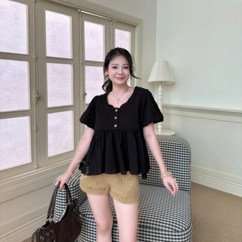 ÁO BABYDOLL XÔ THÊU NÚT GỖ ZAREEN VOA155