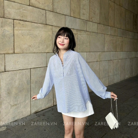 ÁO SƠ MI SỌC TAY DÀI BASIC ZAREEN SOM79