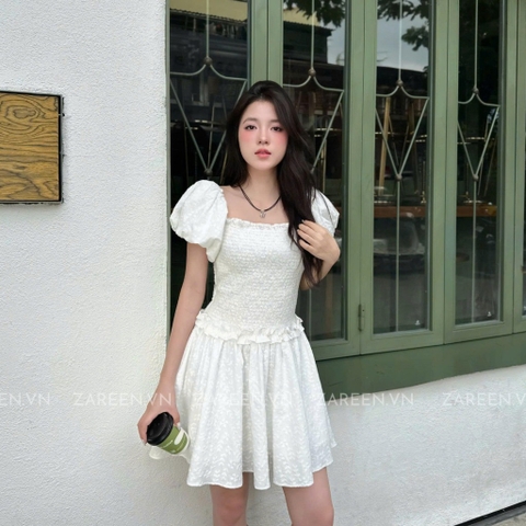 ĐẦM THUN CHỈ NGẮN TAY PHỒNG ZAREEN DAX108