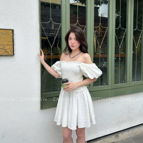 ĐẦM THUN CHỈ NGẮN TAY PHỒNG ZAREEN DAX108