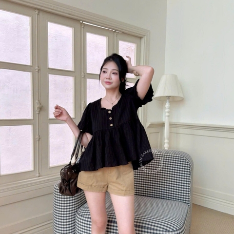 ÁO BABYDOLL XÔ THÊU NÚT GỖ ZAREEN VOA155