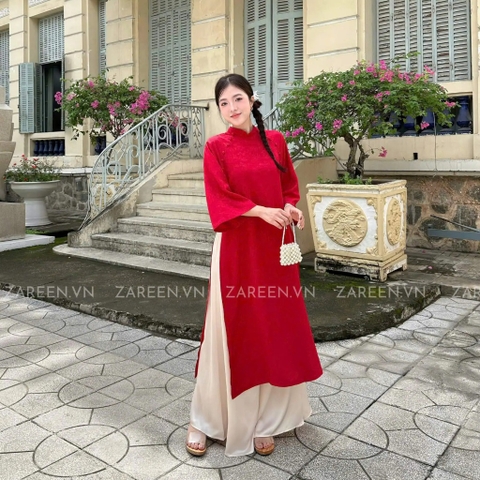 ÁO DÀI LINH LAN LỤA TẰM ĐÍNH NÚT ZAREEN ADI02