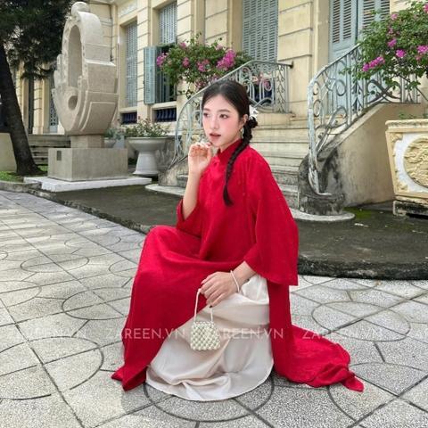 ÁO DÀI LINH LAN LỤA TẰM ĐÍNH NÚT ZAREEN ADI02