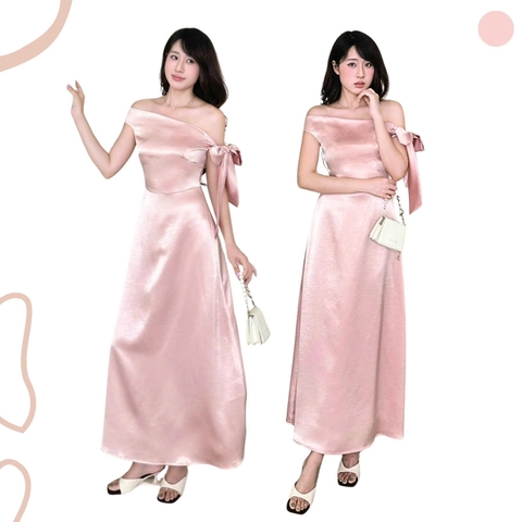 ĐẦM LỤA LỆCH VAI DÁNG DÀI ZAREEN DAX124